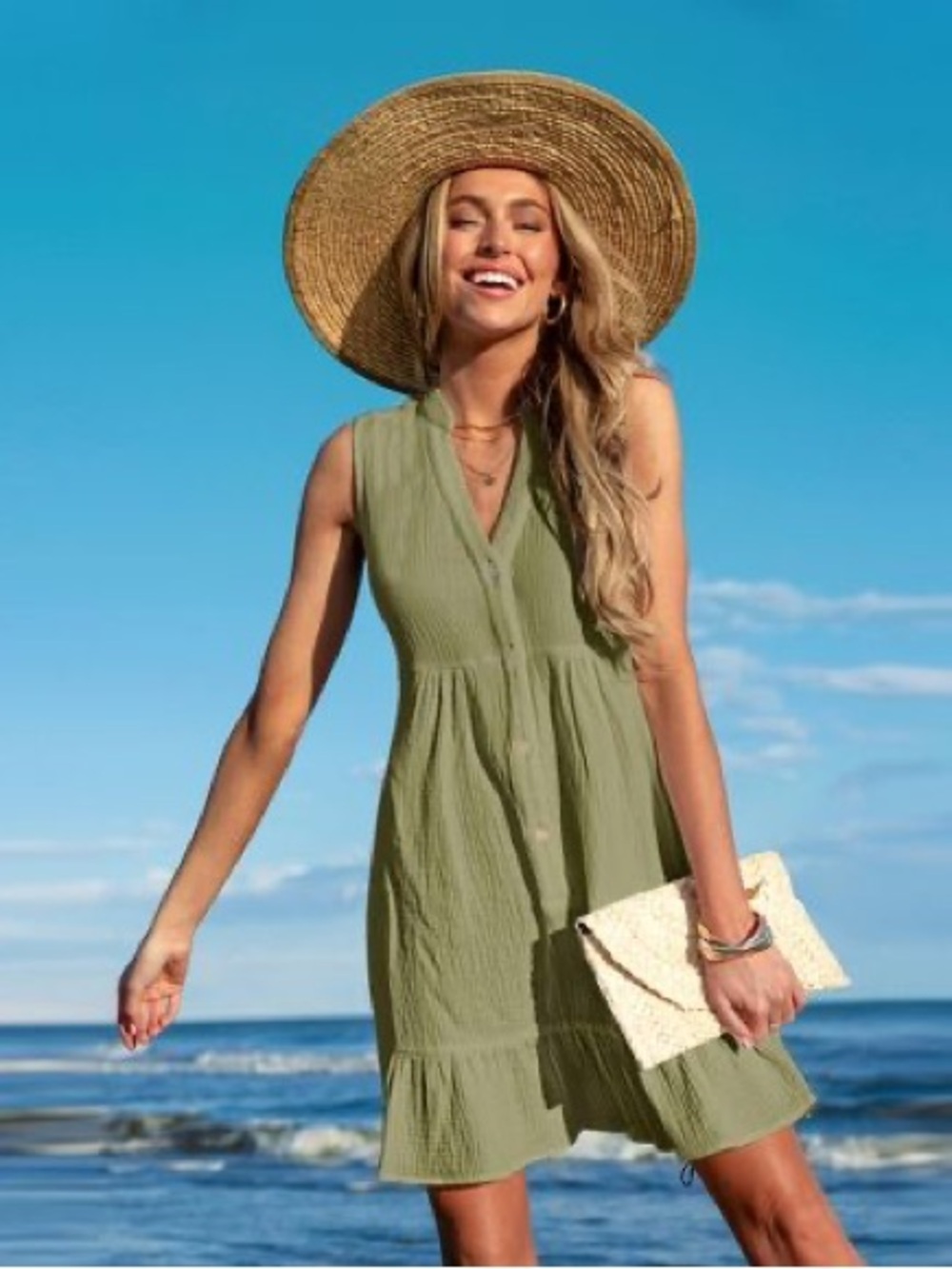 Cupshe Olive Green Sleeveless Mini Dress - Picture 3 of 4